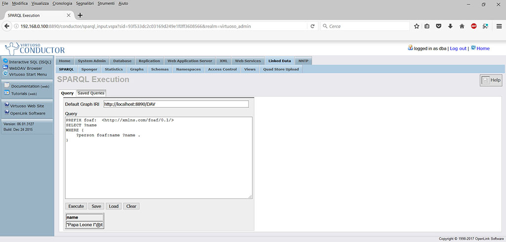 OpenLink Virtuoso query SPARQL - Fontistoriche